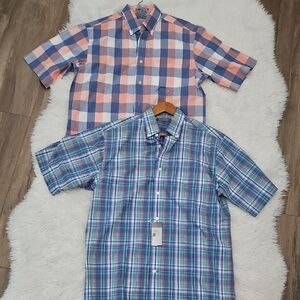 2 Daniel Cremieux Men's Short-Sleeve Plaid button Shirts